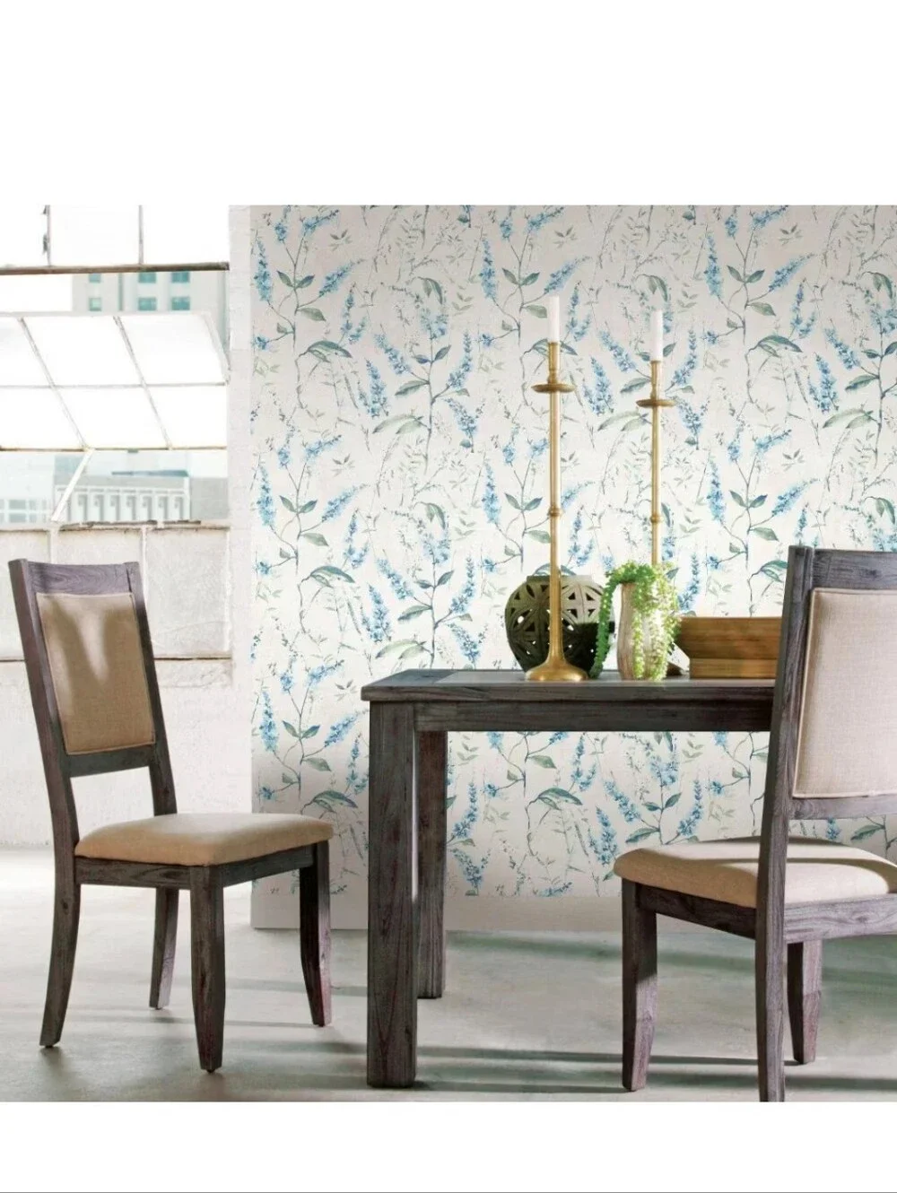 RoomMates Floral Sprig Peel and Stick Wallpaper Blue